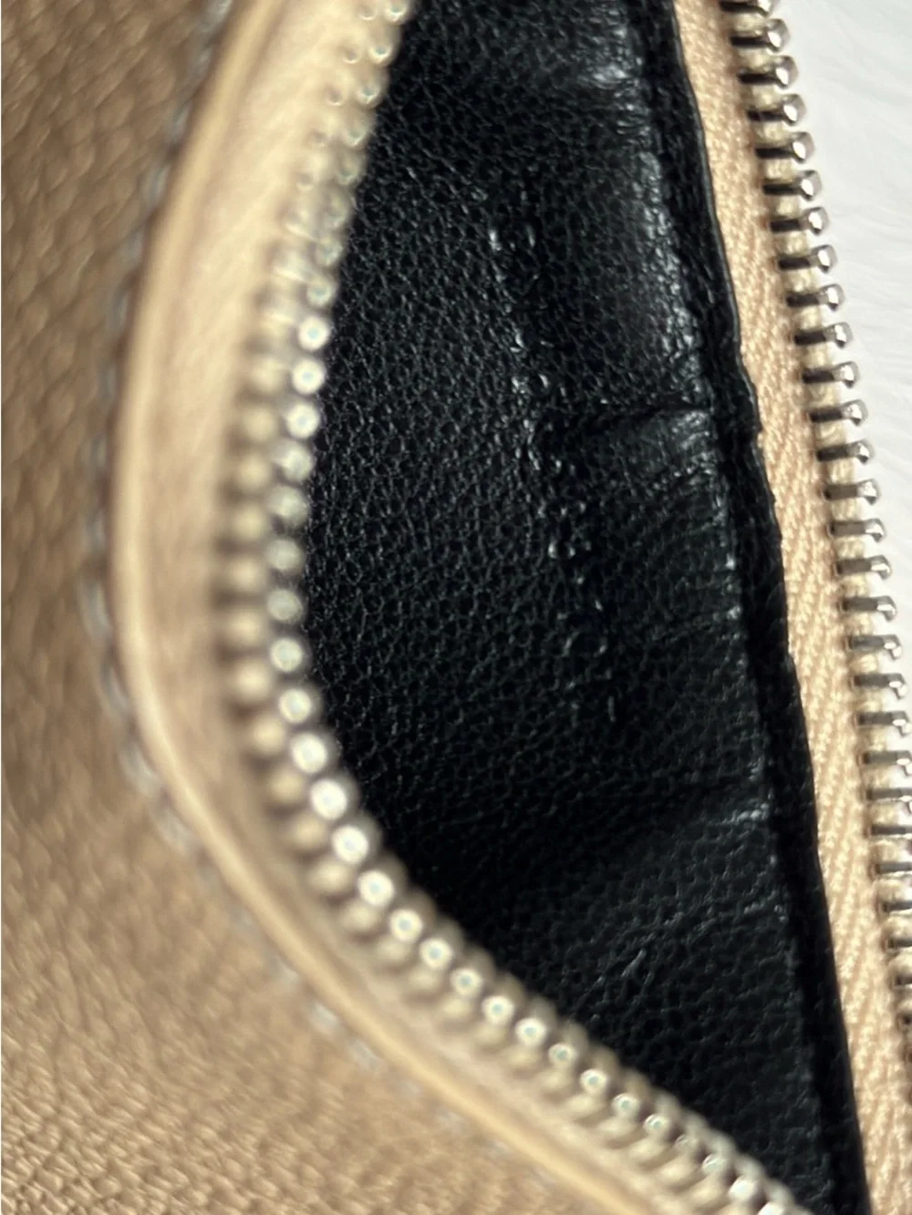 Authentic Saint Laurent Tan Leather Zip Holder Silver Fragments zipped card case